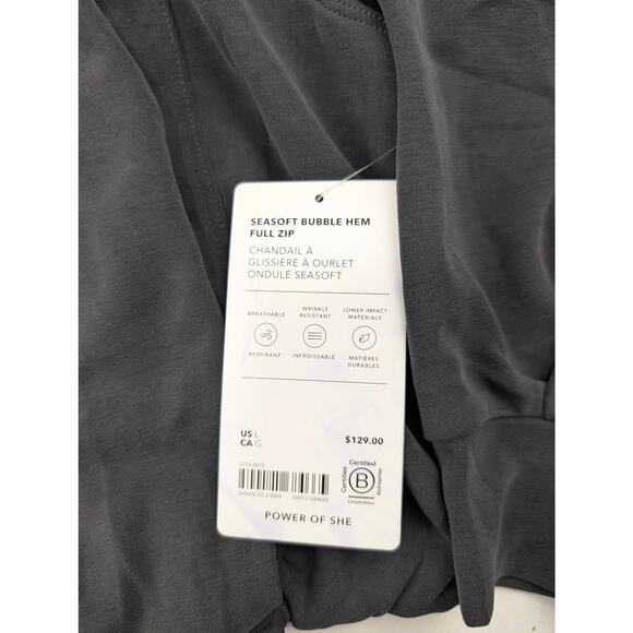 Athleta Women's Large Seasoft Bubble Hem Full Zip Hoodie Charcoal/Black - Picture 3 of 8